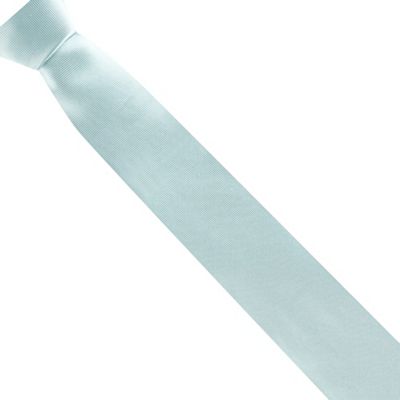 Pale green ribbed slim silk tie